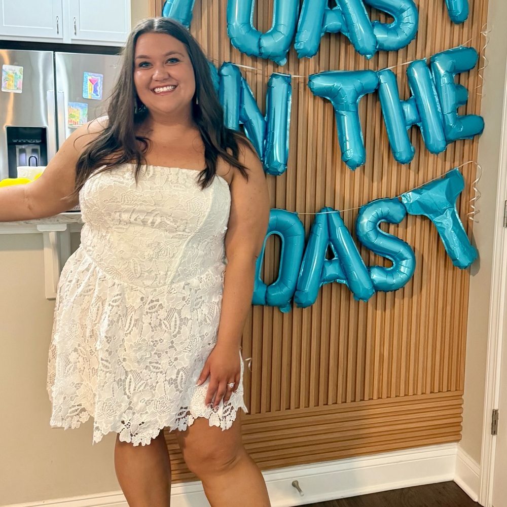 Fashion Nova White Lace Mini Dress 2X